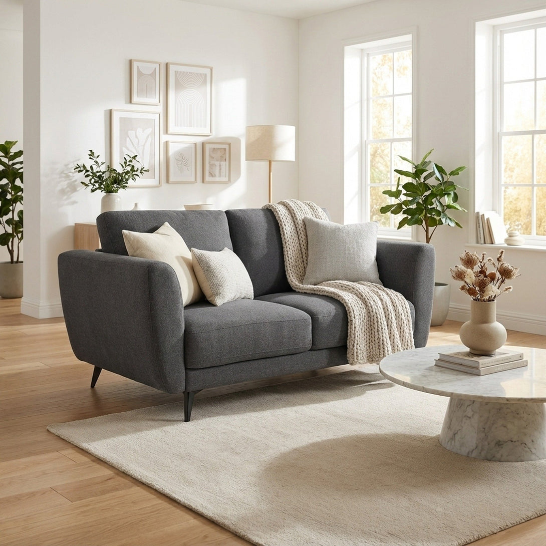 Rivel Chenille 2 Seater Sofa - Dark Grey