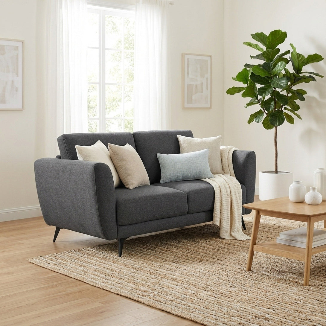 Rivel Chenille 2 Seater Sofa - Dark Grey