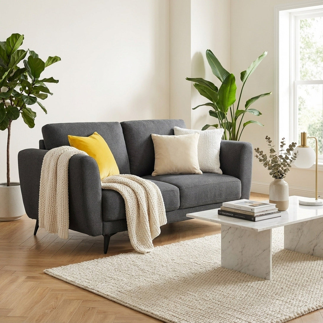 Rivel Chenille 2 Seater Sofa - Dark Grey