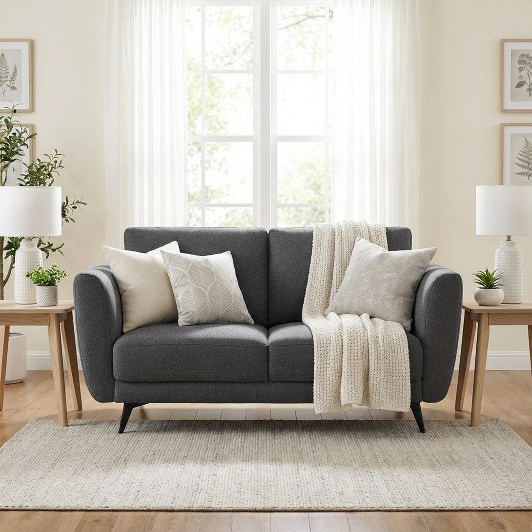 Rivel Chenille 2 Seater Sofa - Dark Grey