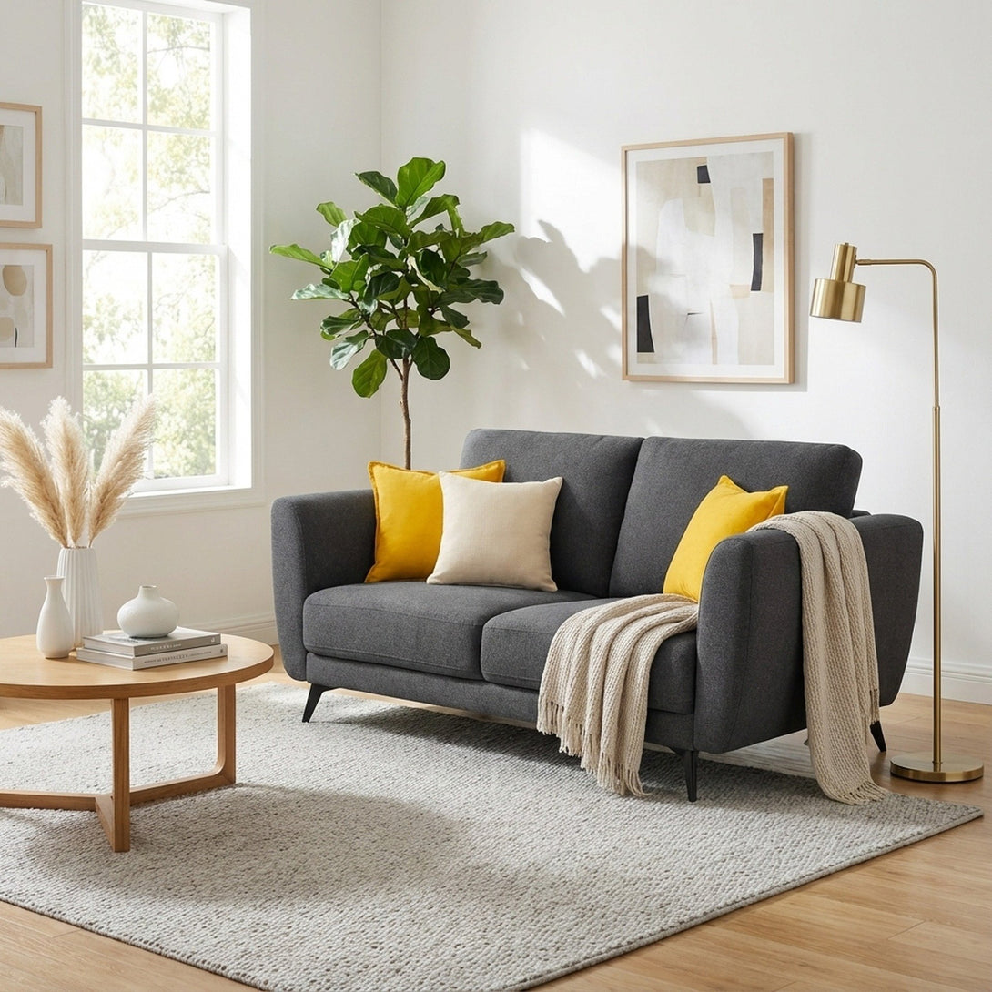 Rivel Chenille 2 Seater Sofa - Dark Grey