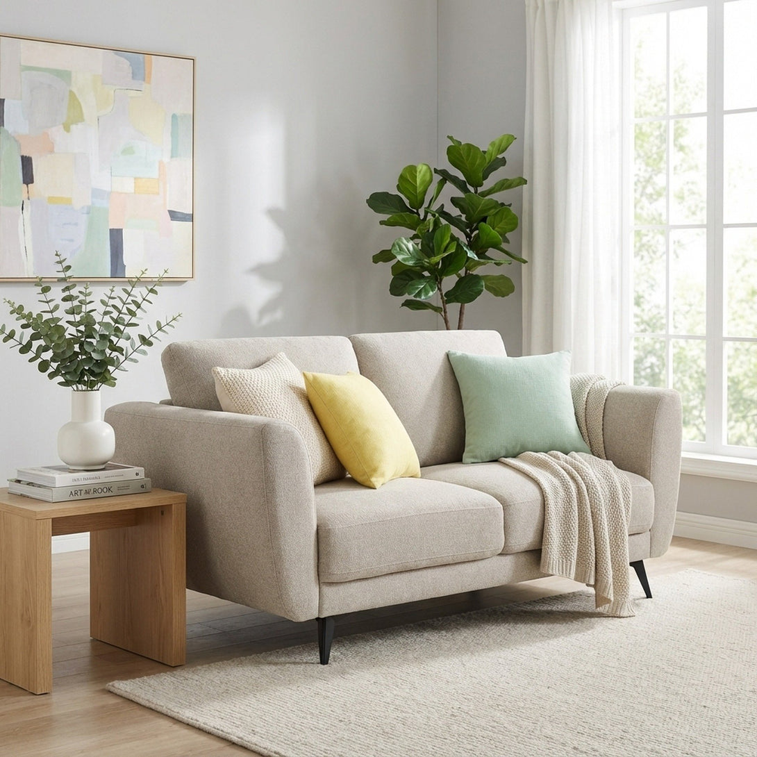 Rivel Chenille 2 Seater Sofa - Beige