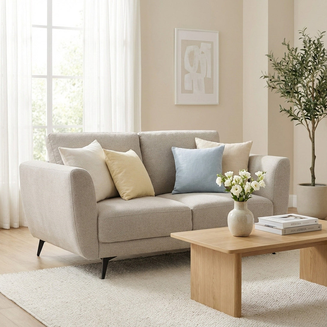 Rivel Chenille 2 Seater Sofa - Beige