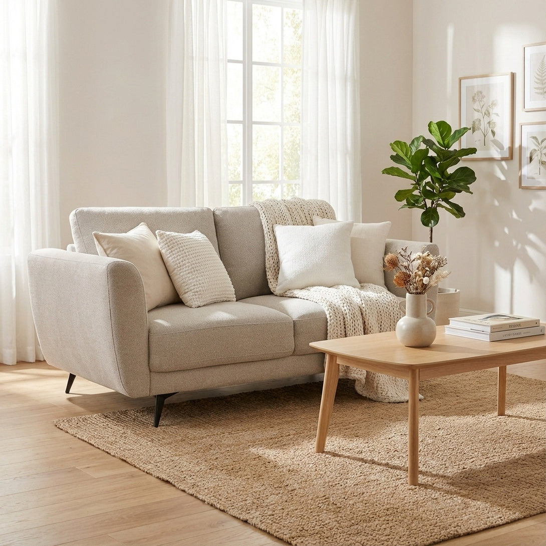 Rivel Chenille 2 Seater Sofa - Beige