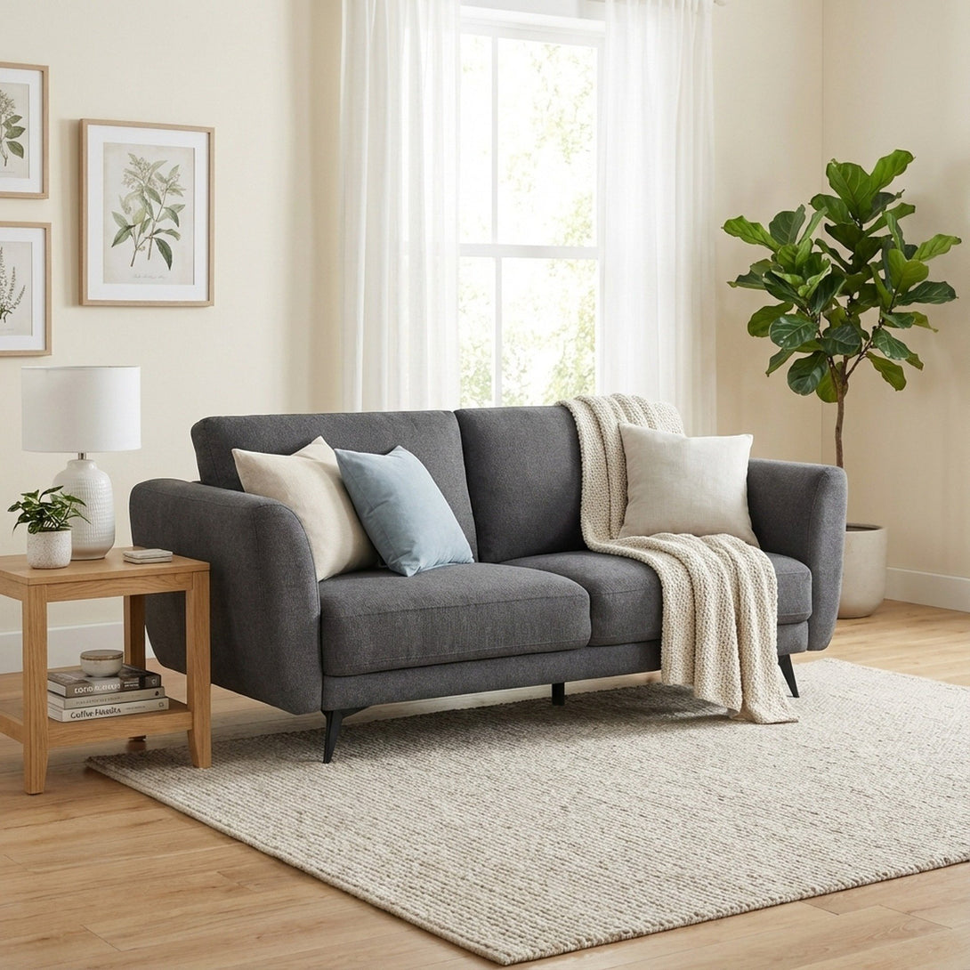 Rivel Chenille 3 Seater Sofa - Dark Grey