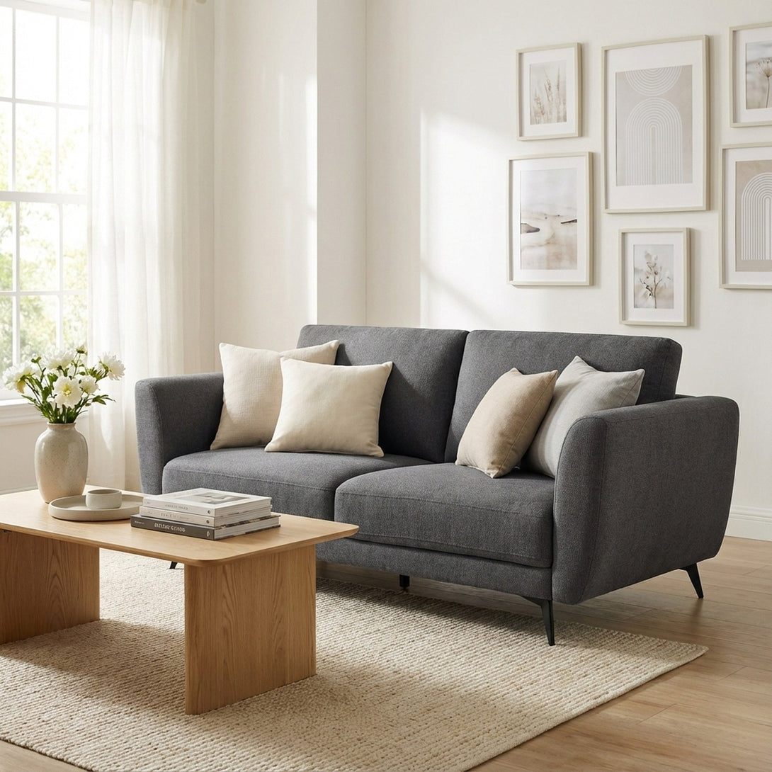Rivel Chenille 3 Seater Sofa - Dark Grey