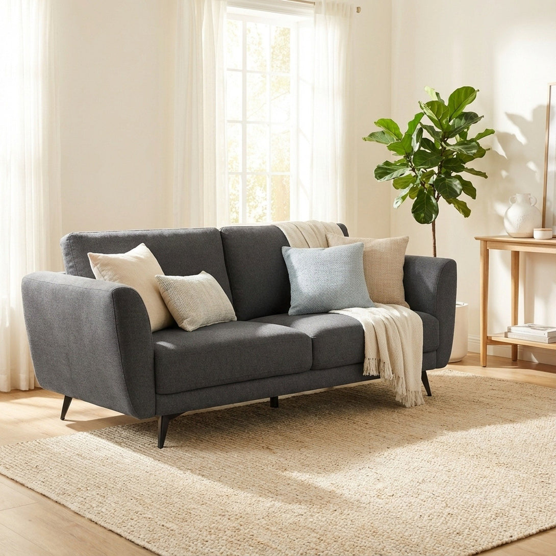 Rivel Chenille 3 Seater Sofa - Dark Grey