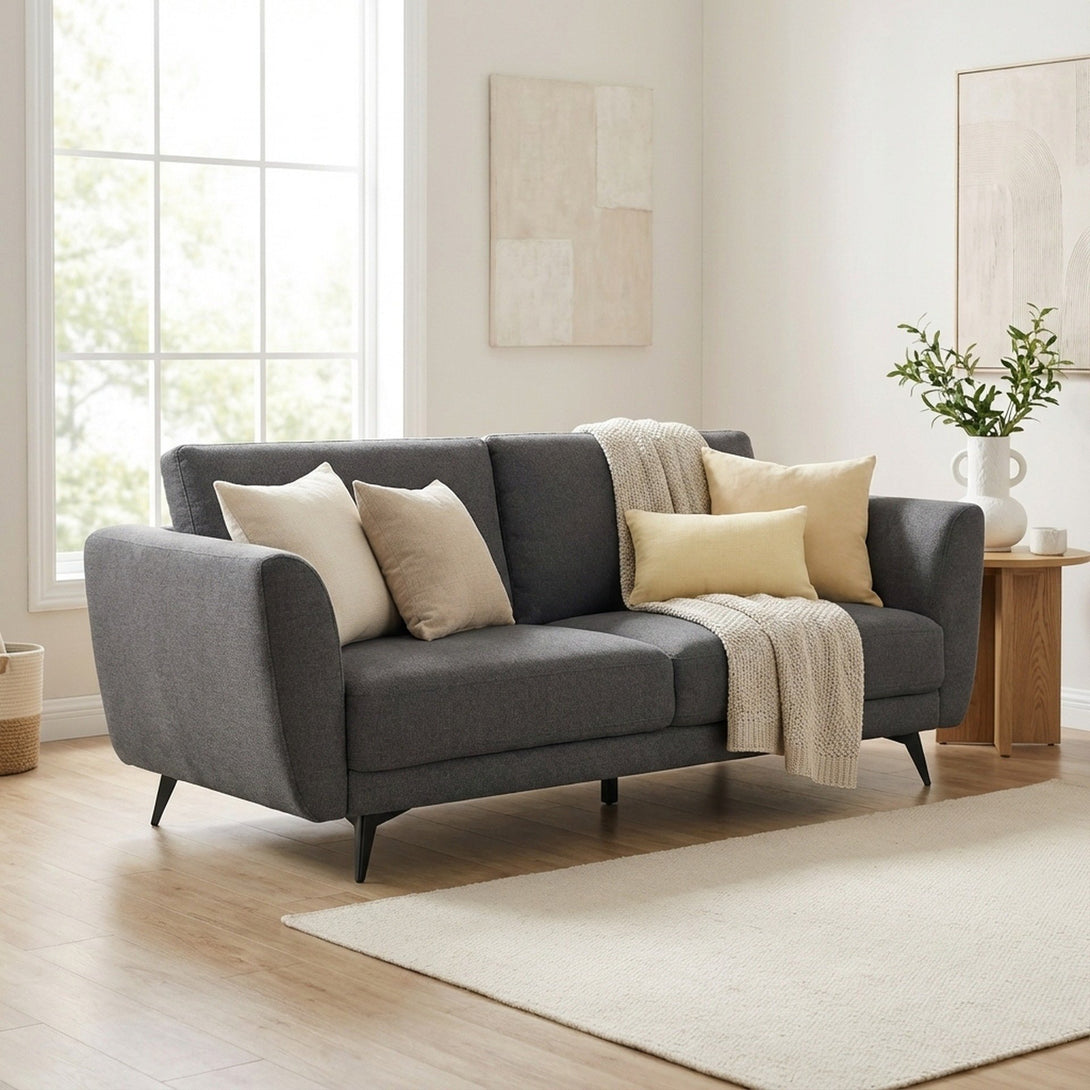 Rivel Chenille 3 Seater Sofa - Dark Grey