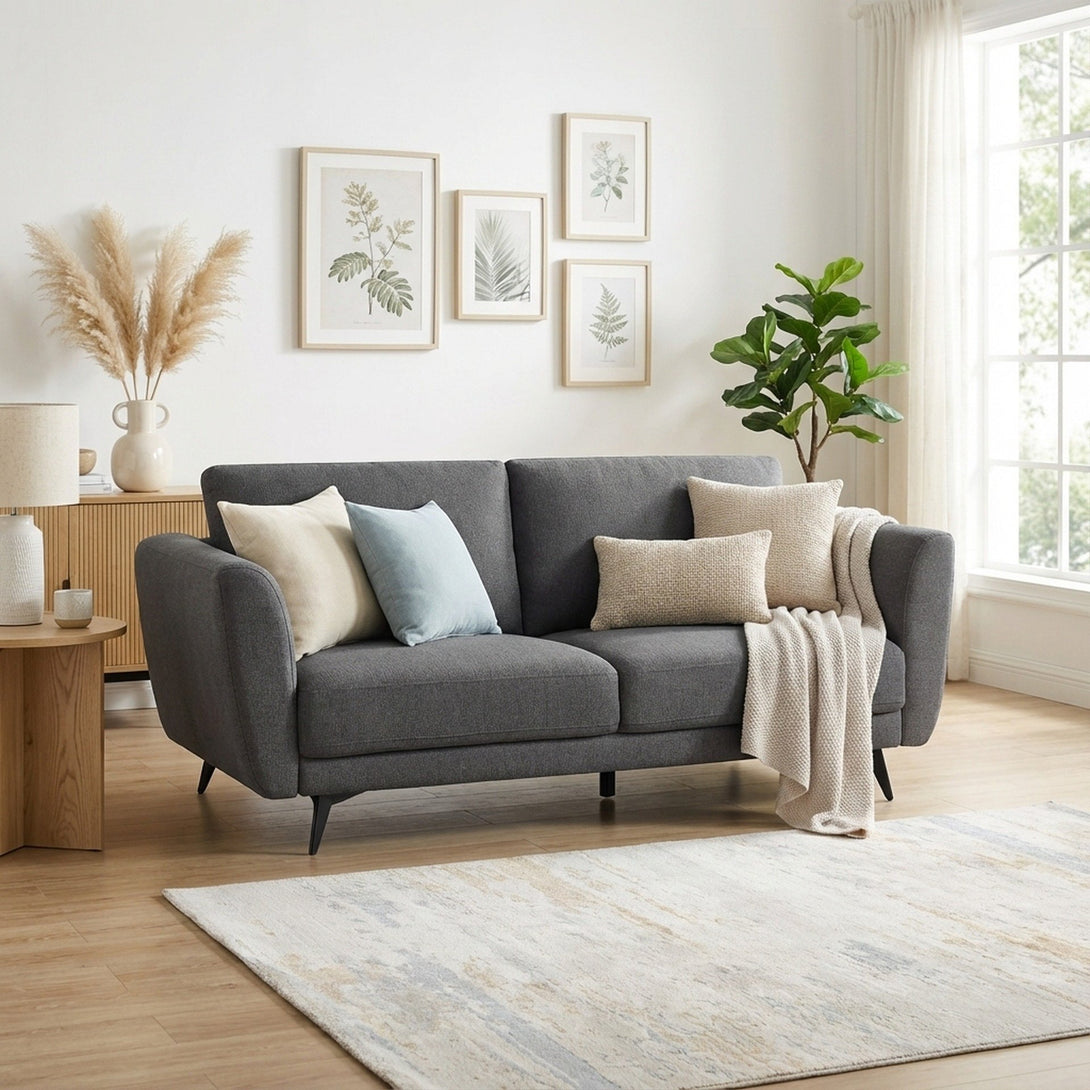Rivel Chenille 3 Seater Sofa - Dark Grey
