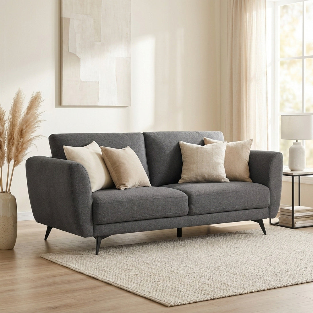 Rivel Chenille 3 Seater Sofa - Dark Grey