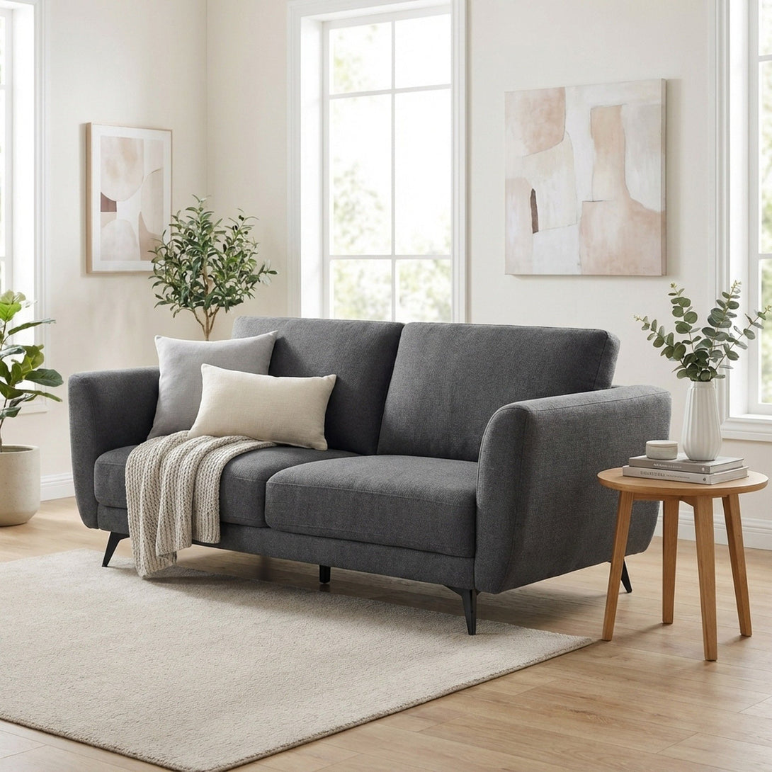 Rivel Chenille 3 Seater Sofa - Dark Grey