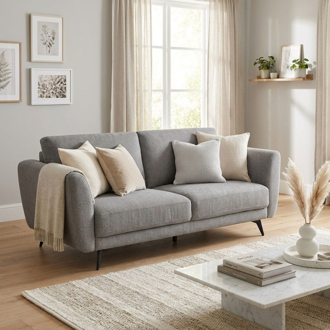 Rivel Chenille 3 Seater Sofa - Ash Grey