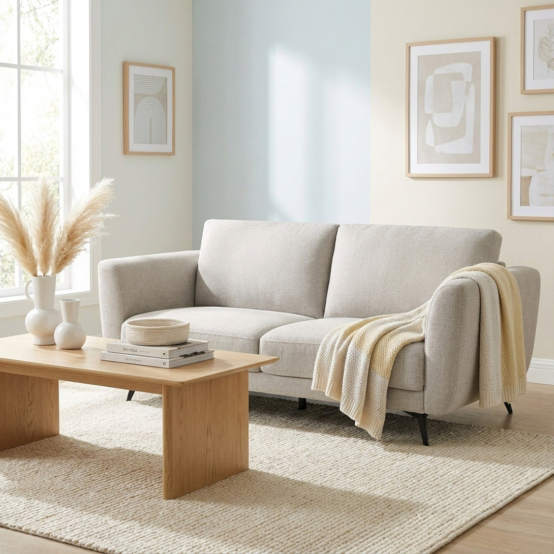 Rivel Chenille 3 Seater Sofa - Beige
