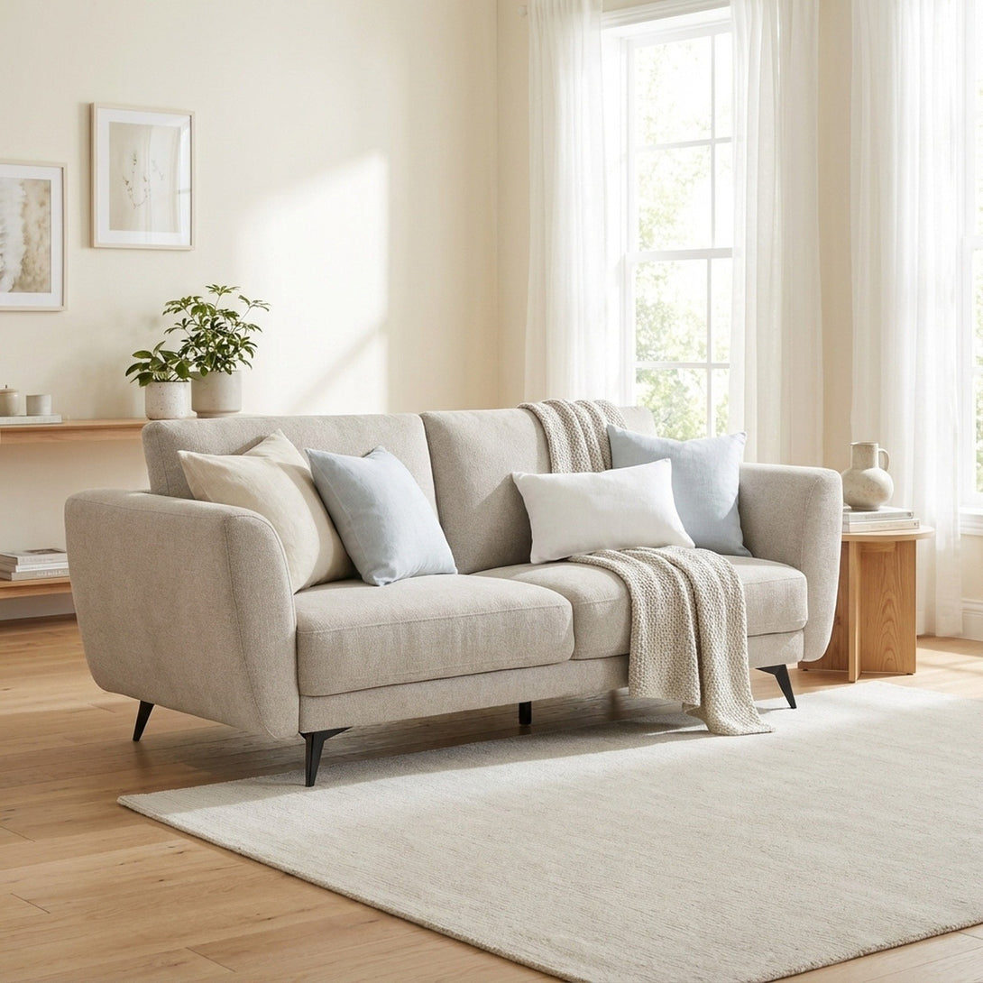 Rivel Chenille 3 Seater Sofa - Beige