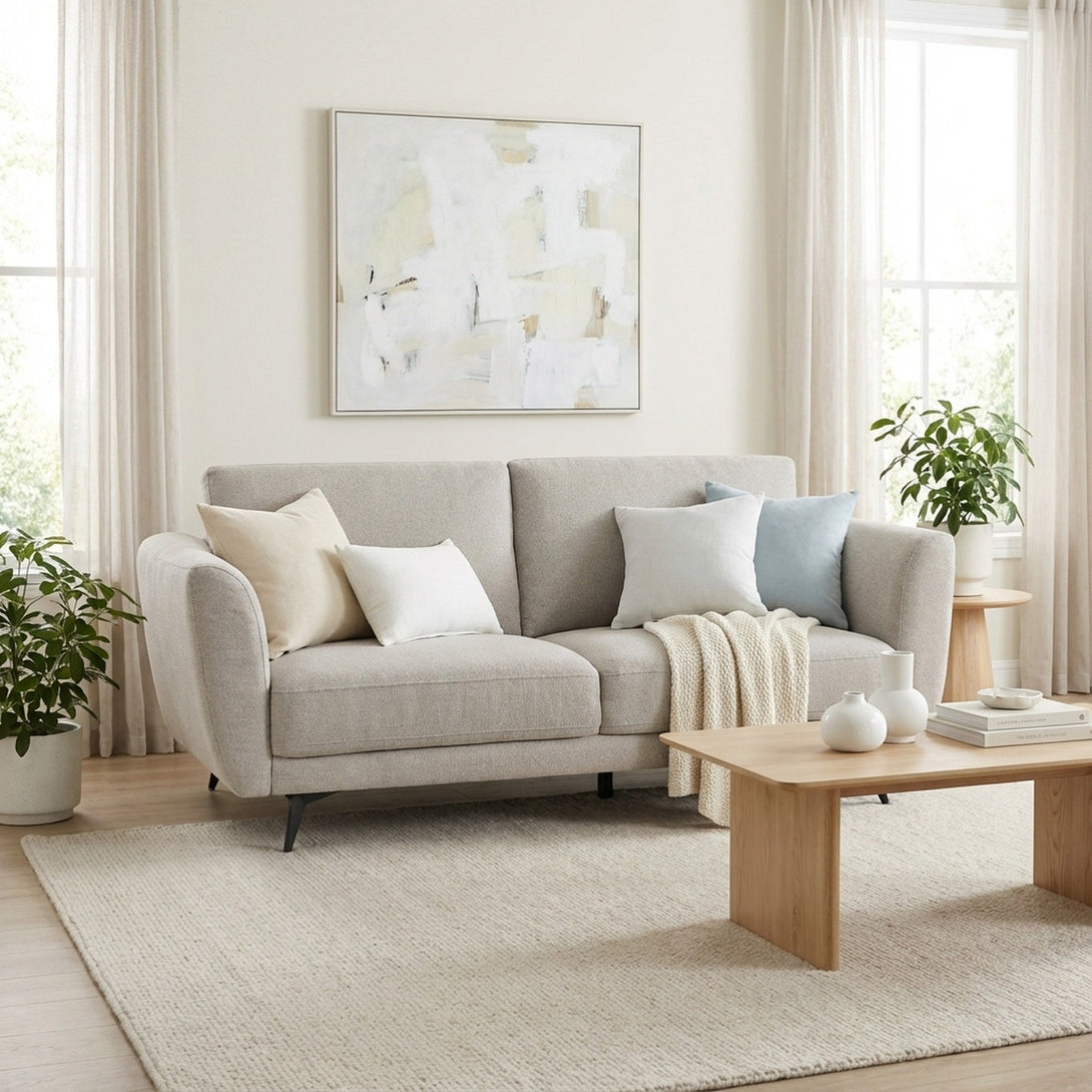 Rivel Chenille 3 Seater Sofa - Beige