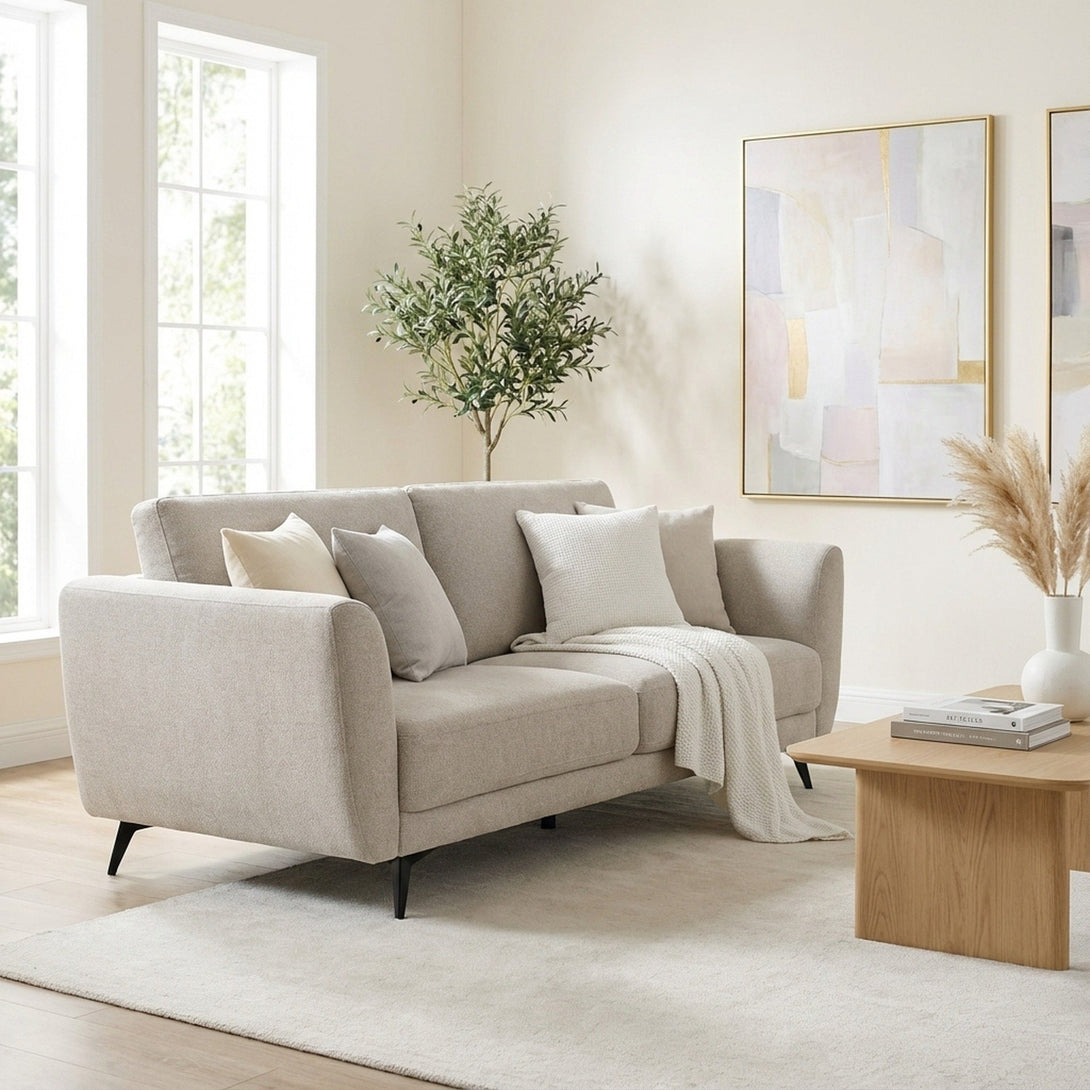 Rivel Chenille 3 Seater Sofa - Beige