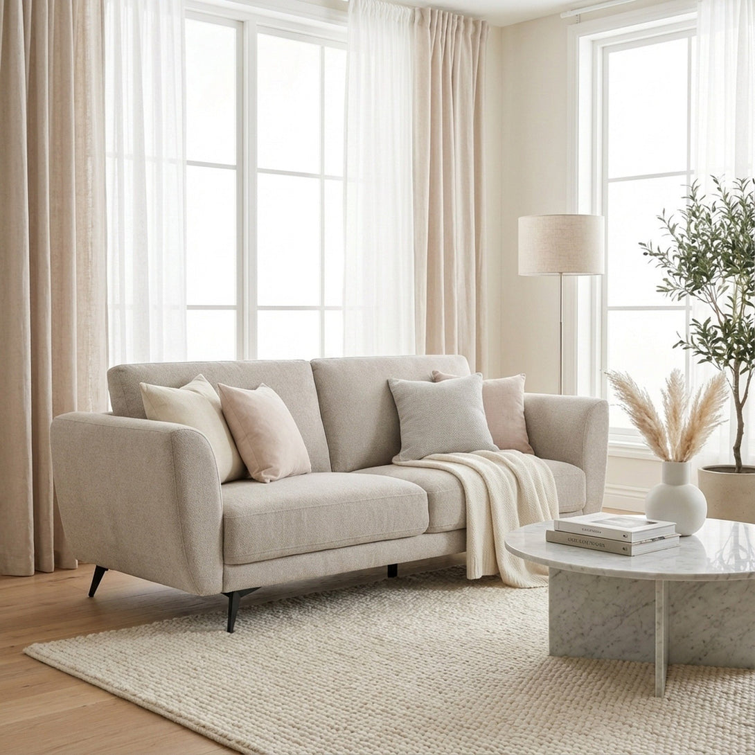 Rivel Chenille 3 Seater Sofa - Beige