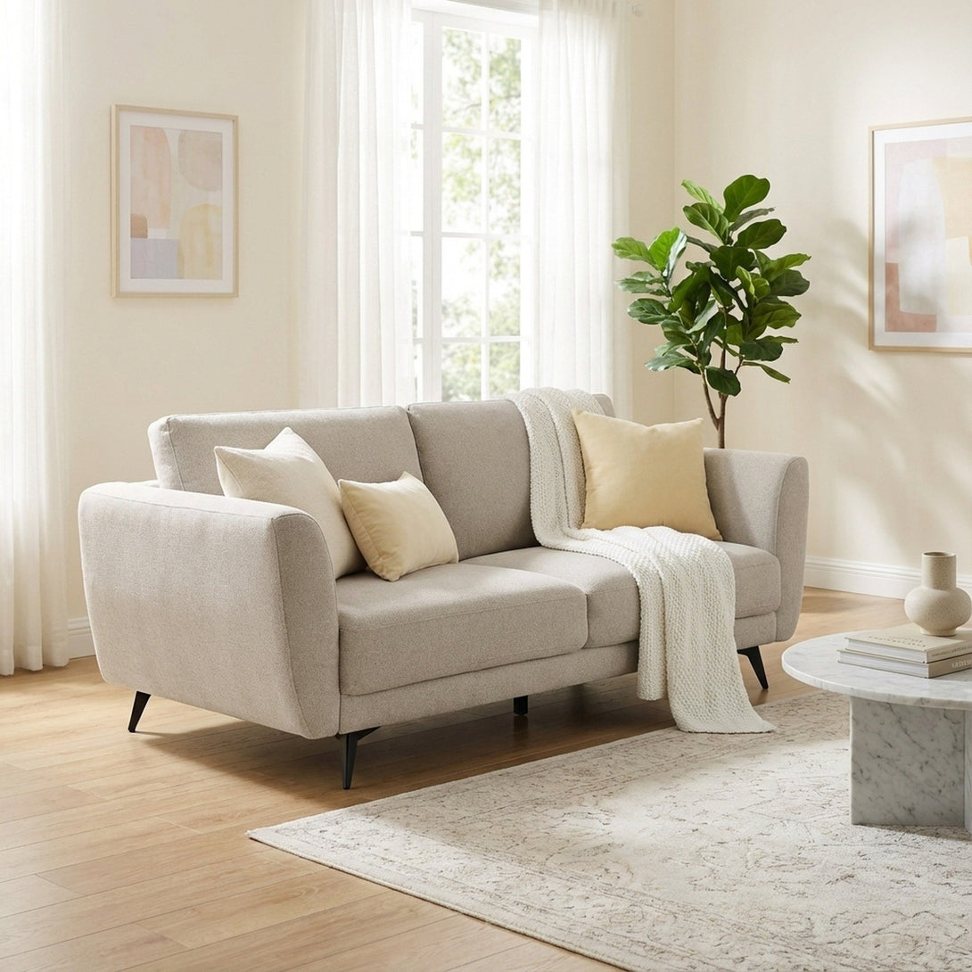 Rivel Chenille 3 Seater Sofa - Beige