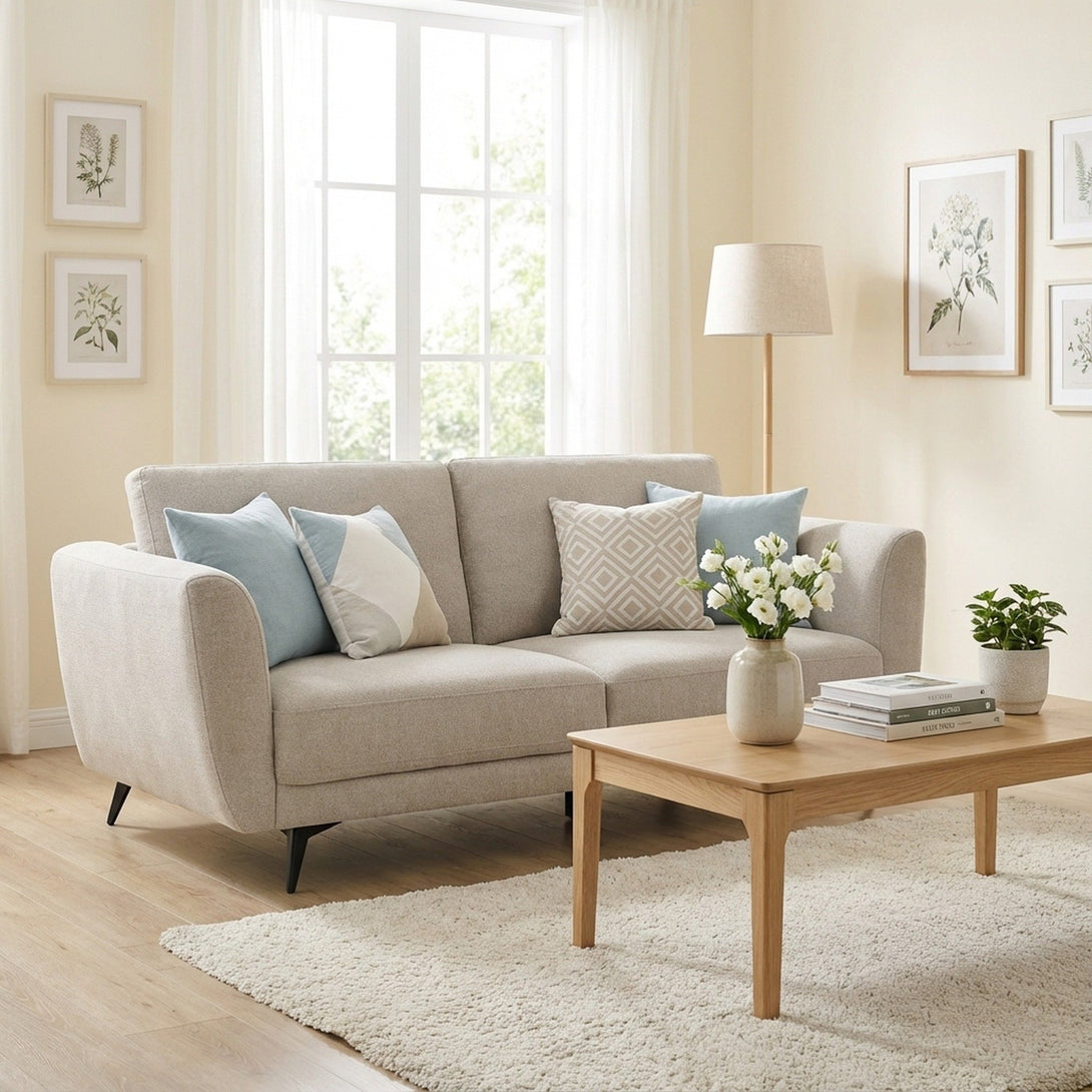 Rivel Chenille 3 Seater Sofa - Beige