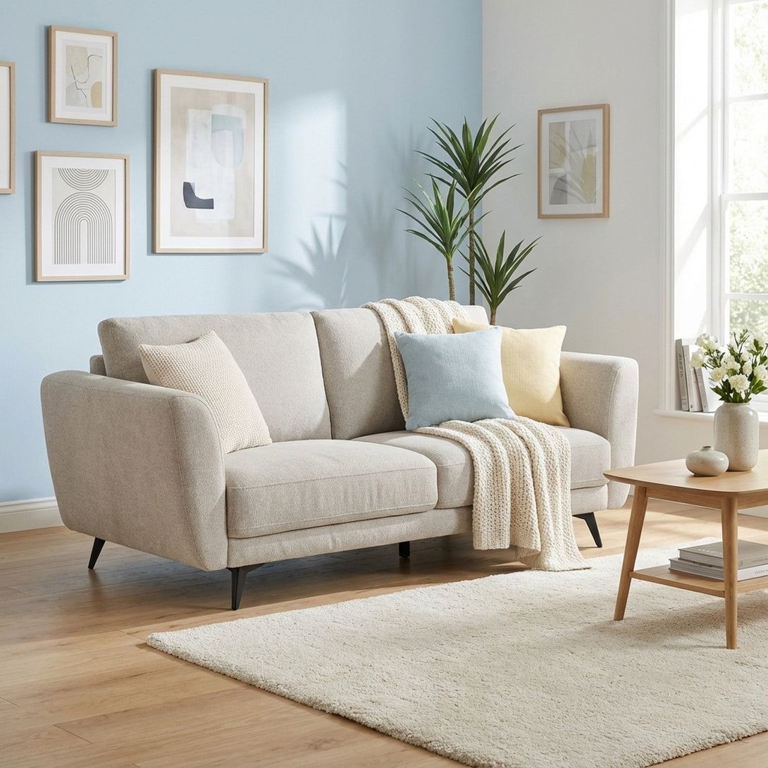 Rivel Chenille 3 Seater Sofa - Beige