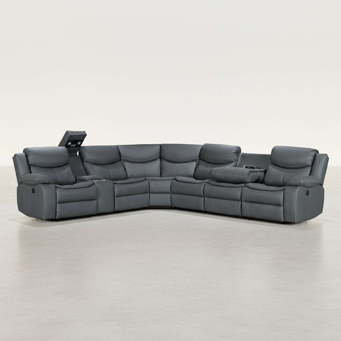 Mandan Electric Recliner Corner Sofa - Grey