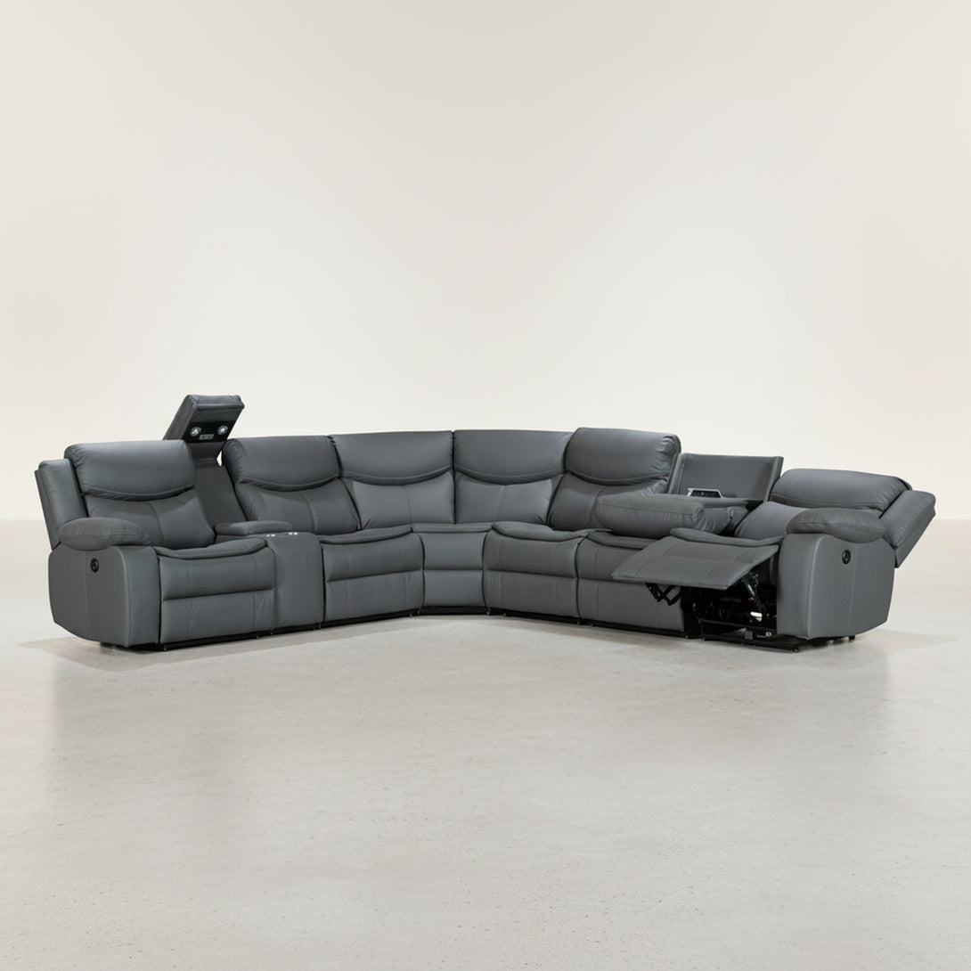 Mandan Electric Recliner Corner Sofa - Grey