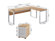 Nakia Computer Corner Desk with Filing Cabinet - Oak
