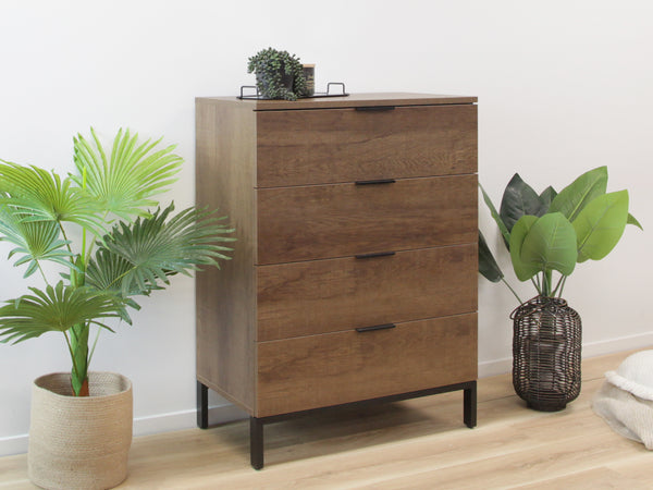 OCALA Tallboy 4 Drawer Chest Dresser - WALNUT