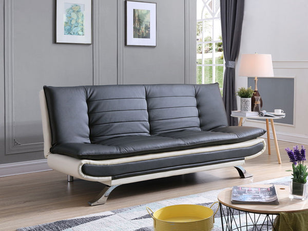 BetaLife 3-Seater PU Sofa Bed BLACK + CREAM