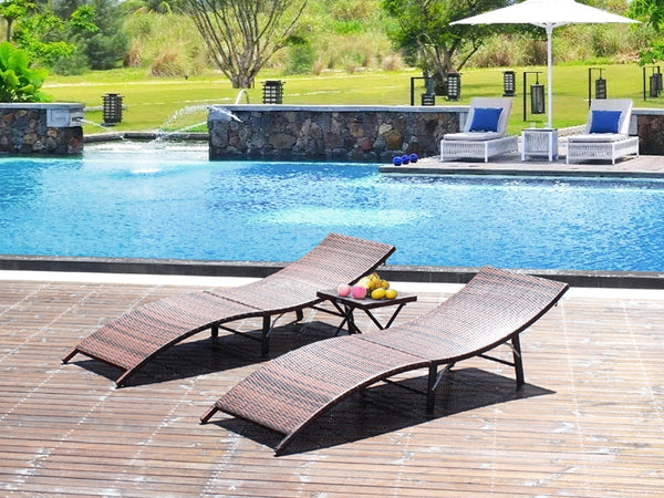 BALI Outdoor Folding Sun Lounger Set 3PCS