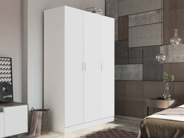 Bram 3 Door Wardrobe Cabinet - White