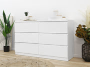 Tongass Wooden Low Boy 6 Drawers - White