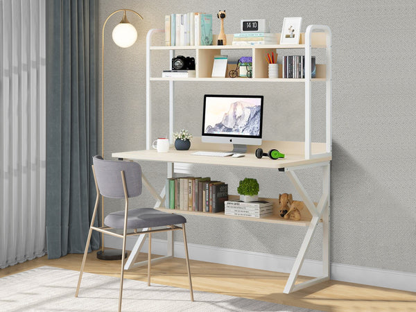 Ramsey 120cm Computer Desk with Bookshelf - Maple