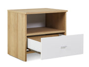 MAKALU Wooden Bedside Table Nightstand with 1 Drawer - OAK
