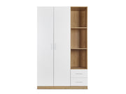 Harris 3 Door Wardrobe with Drawers - Oak + White
