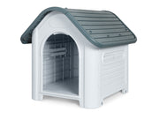 Medium Plastic Dog House with Window - Grey