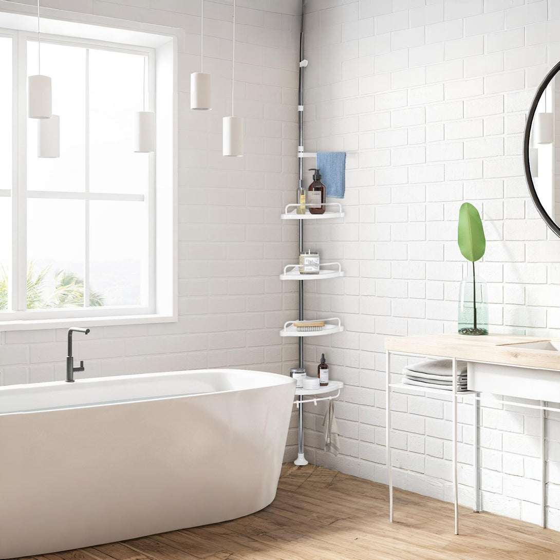 Adjustable Tension Pole Corner Shower Caddy