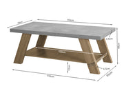 Tommie Rectangular Coffee Table - Cement + Oak
