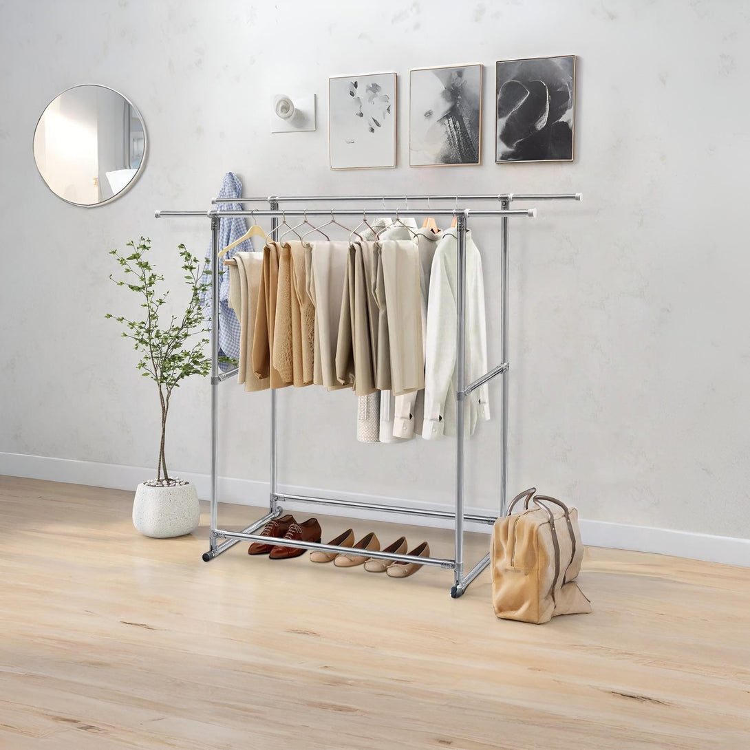 Portable Adjustable Clothes Rack - Double