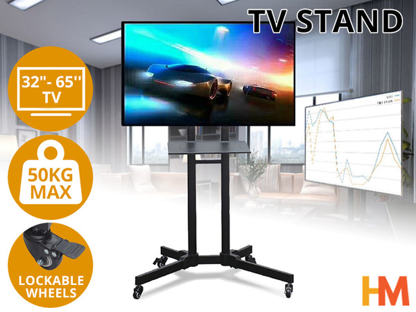 TV Stand With Wheels Height Adjustable 32-65"