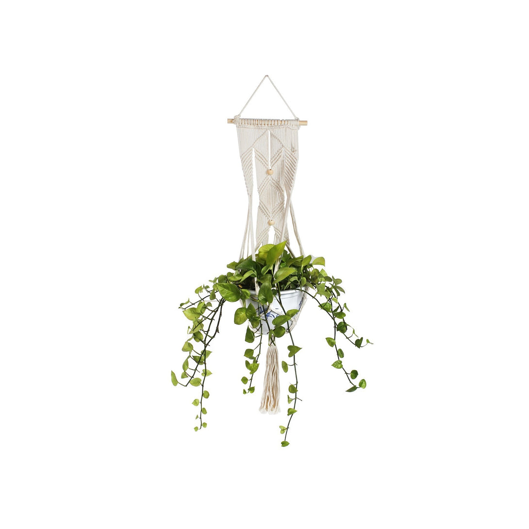 Hessian Macrame Rope Macrame Plant Hanger Macrame Pot Hanger - Beads