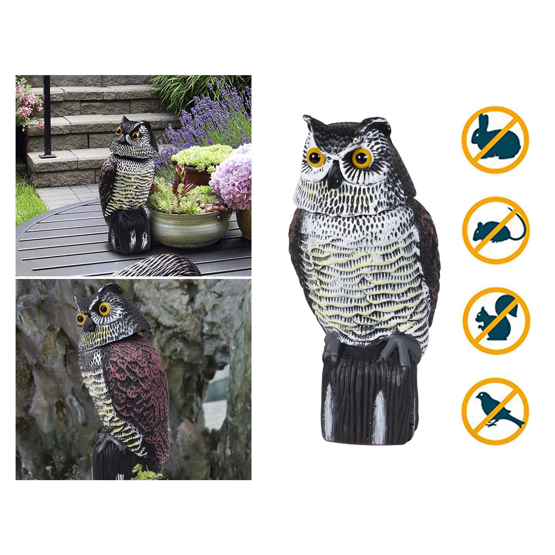 Garden Protection Repellent Bird Scarer Rotating Head Owl Statue