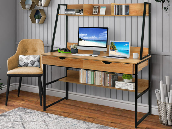 Siya 120cm Computer Study Desk with Drawers - Walnut