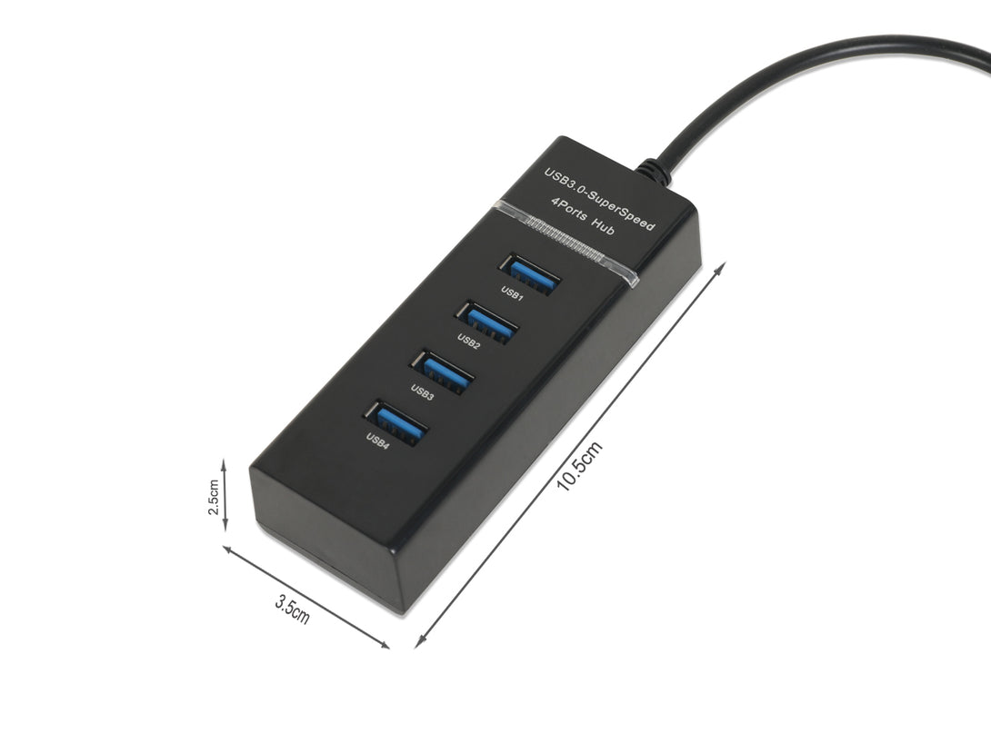 4 Port USB 3.0 Hub - Black (0.001m3 - 0.05kg)