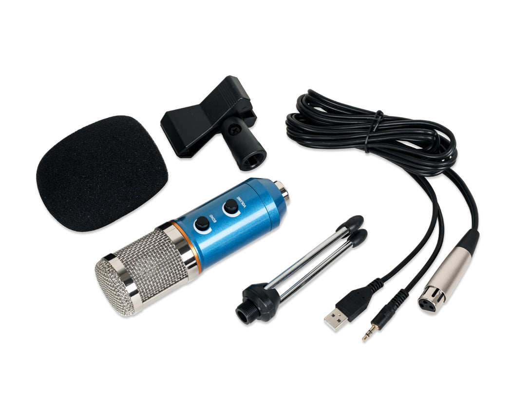 USB Condenser Microphone with Stand - Blue (0.002m3 - 0.6kg)