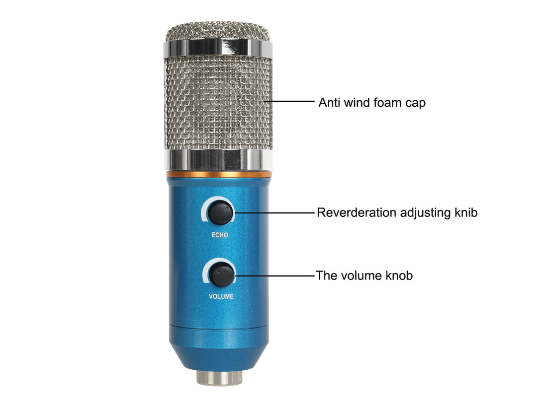 USB Condenser Microphone with Stand - Blue (0.002m3 - 0.6kg)