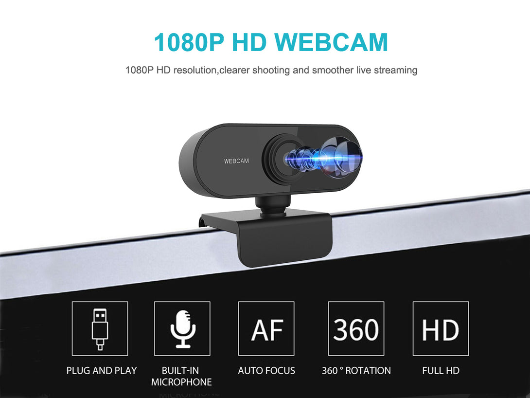 USB 1080P HD Webcam with Microphone (0.001m3 - 0.074kg)