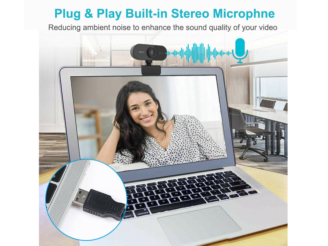 USB 1080P HD Webcam with Microphone (0.001m3 - 0.074kg)