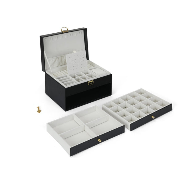 3 Tier PU Leather Jewellery Storage Box