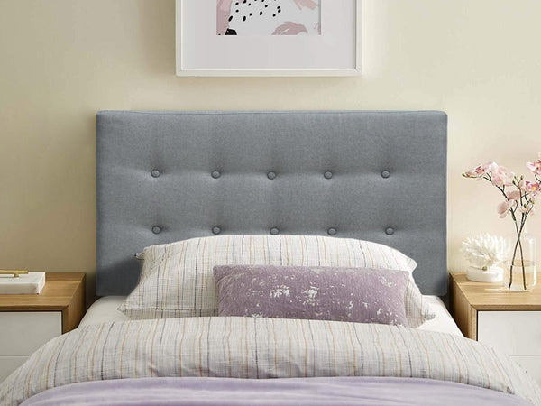 SUSAN KING SINGLE Fabric Upholstered Headboard - GREY